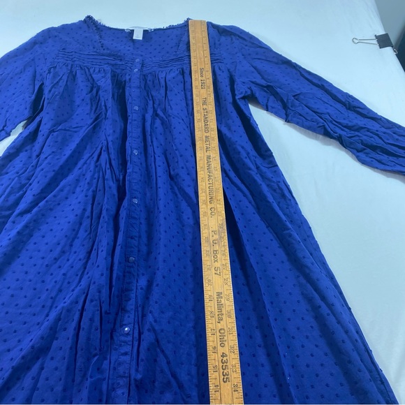 Adonna Blue Sleep Gown Textured Sleepwear long sleeve Button Down - Picture 3 of 12